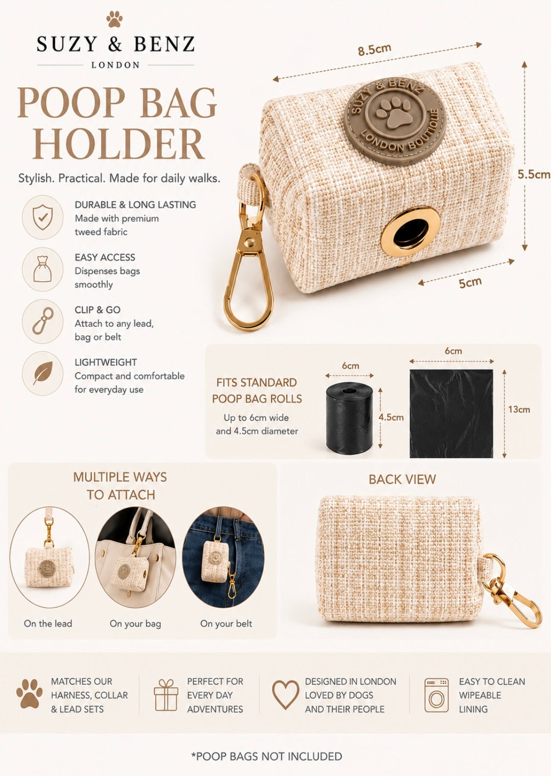 The Chelsea Collection - Luxury Tweed Poo Bag Holder