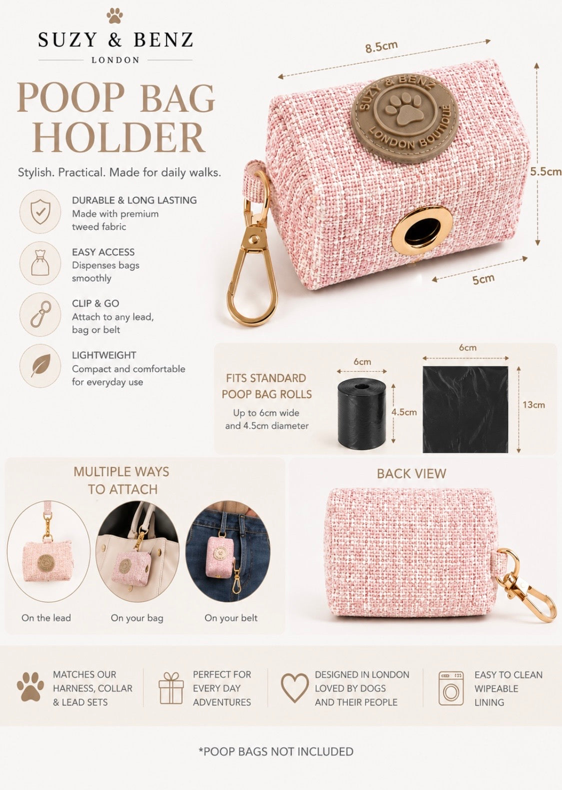 The Chelsea Collection - Luxury Tweed Poo Bag Holder