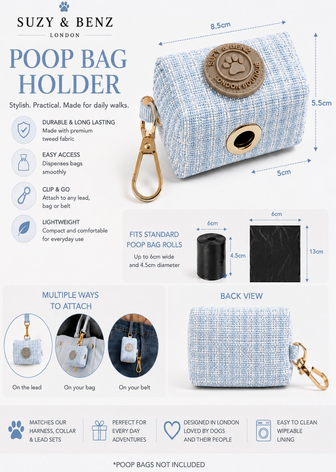 The Chelsea Collection - Luxury Tweed Poo Bag Holder